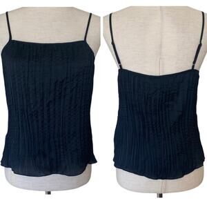 NEW A NEW DAY Pleated Camisole Top Black Size Small Lightweight Adjustable Strap